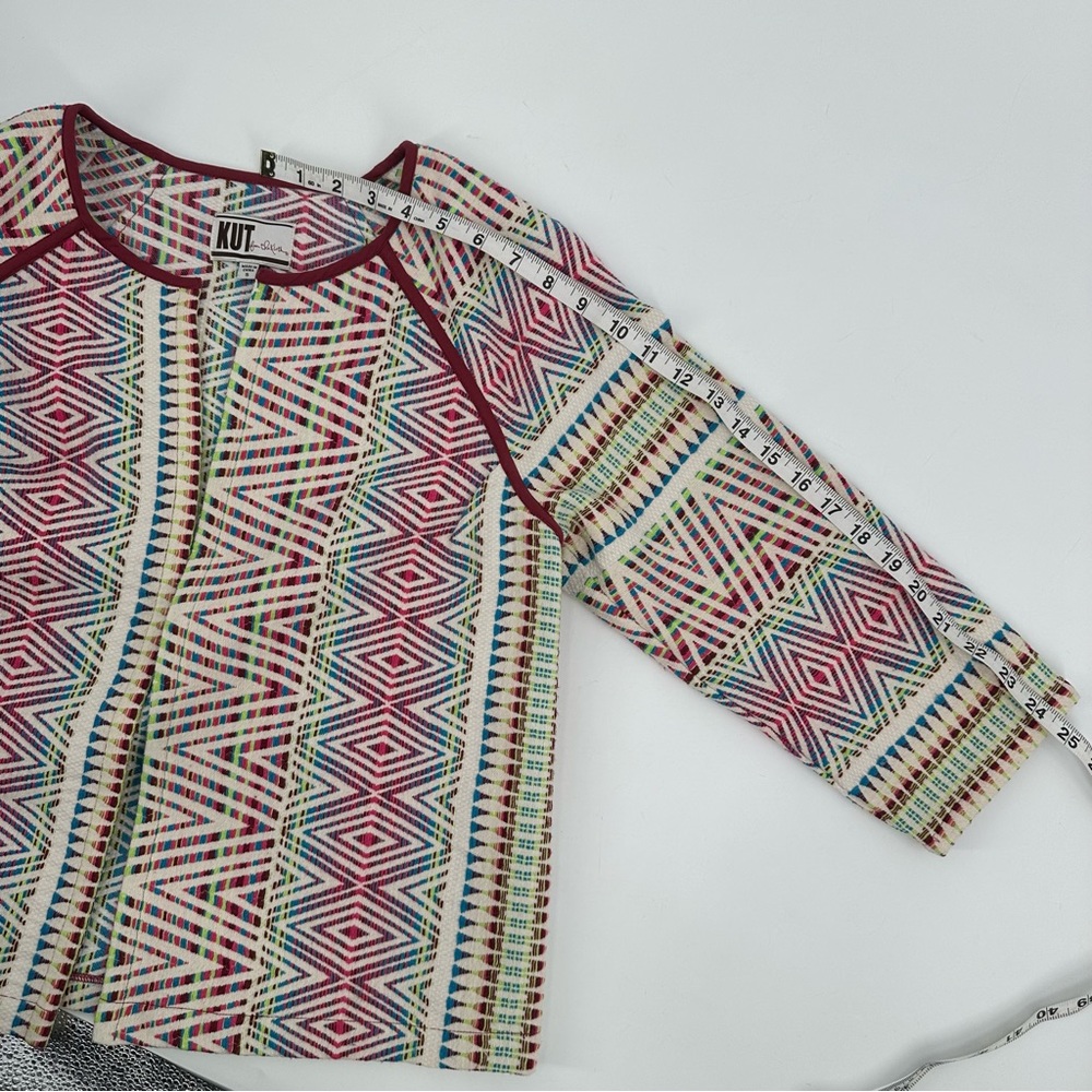 Kut from the Kloth Blazer Jacket Womens S Colorful Tapestry Open Short Length - Picture 10 of 11